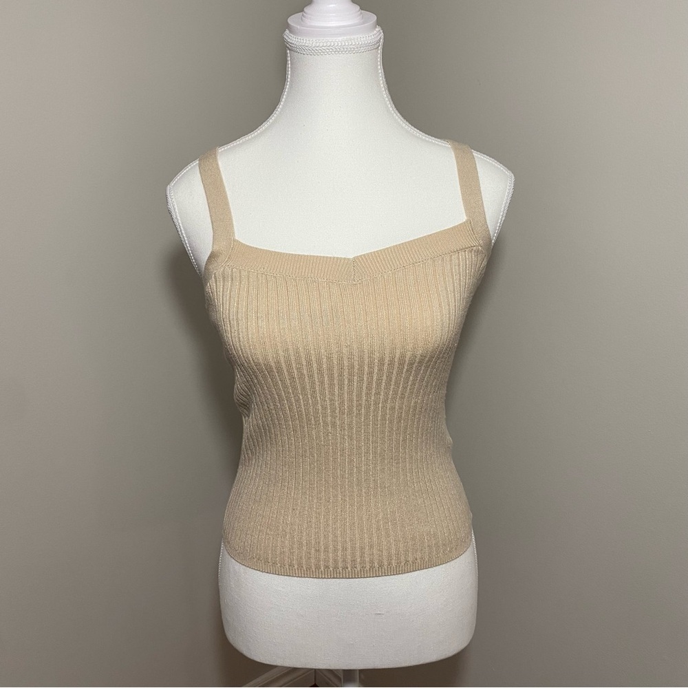 Avec Les Filles Beige Ribbed Camisole xs